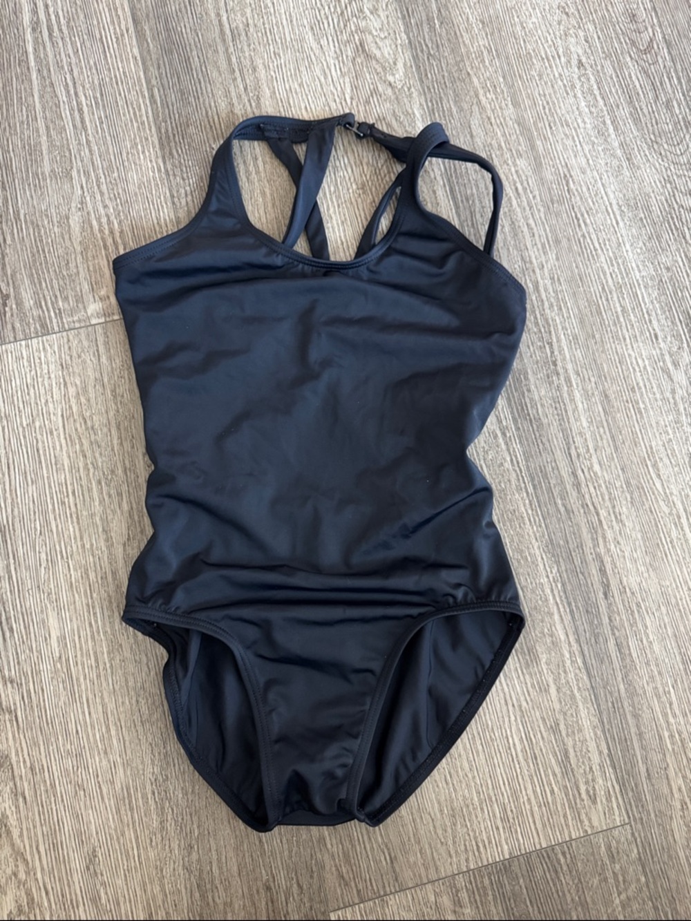 balera Black Girls' One-Piece Leotard with Double-Strap Back